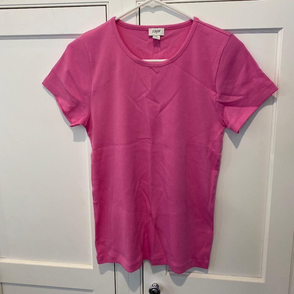 J Crew Factory Rib Crew Tee - Pink - Size M